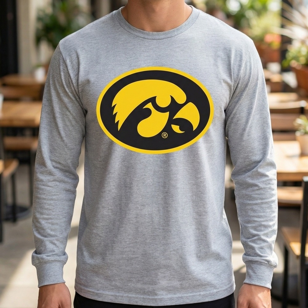 Profile Varsity Iowa Hawkeyes Mens Gray Long Sleeve Graphic T-Shirt NCLOGO